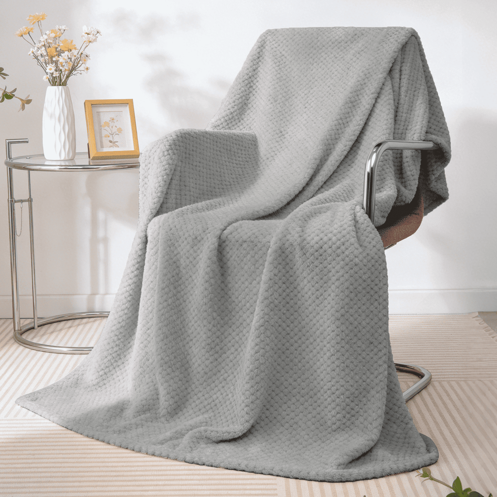 Throw Blanket, Decorative Throws with Waffle Wave Design, Super Soft Plush Fuzzy Blankets , Luxury Lightweight and Br...