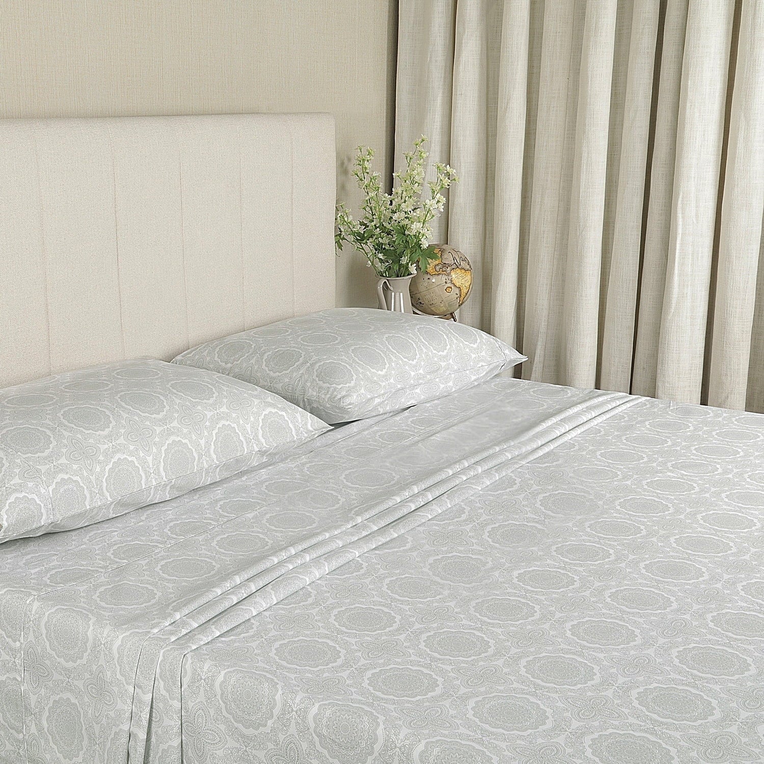 100% Cotton Queen Sheets Set, 4 Piece Bed Sheets Set with HeiQ Fresh, Percale Weave, Hotel Luxury, Ultra Soft Sheets ...
