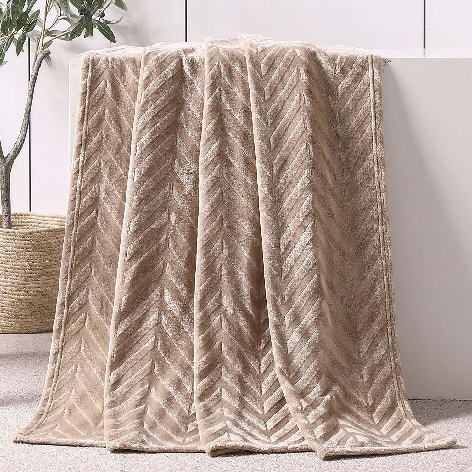Whale Flotilla Soft Flannel Fleece Lightweight 50"x60" Throw Blanket, Brushed Chevron Design Fluffy Plush Cozy Blanket for All Seasons, Cham