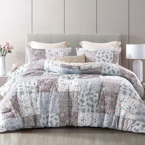 Whale Flotilla 3-Piece Queen Comforter Set, Soft Reversible Bedding Comforter Sets, Patchwork Printed Down Alternative Comforter Duvet for A