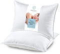 White Classic Bed Pillows for Sleeping 2 Pc Set, Queen Size Pillow Side Sleeper Set, Down Alternative Luxury Hotel Soft Pillow 28x20 Inches