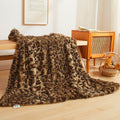 XeGe Luxury Faux Fur Leopard Print Throw, Soft 50x60 Cheetah Print Fluffy Blanket, Shaggy Plush Decorative Couch Throw, Cute Furry Fuzzy Ani