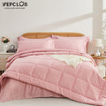 7-Piece Queen Size Comforter Set,Pink Reversible Bed in a Bag,All Season Solid Bedding Set with Sheets,Pillowcases & ...