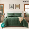 3-Piece Twin Size Comforter Set, Green Down Alternative Reversible Bedding Set, All-Season Quilted Soft Comforter wit...