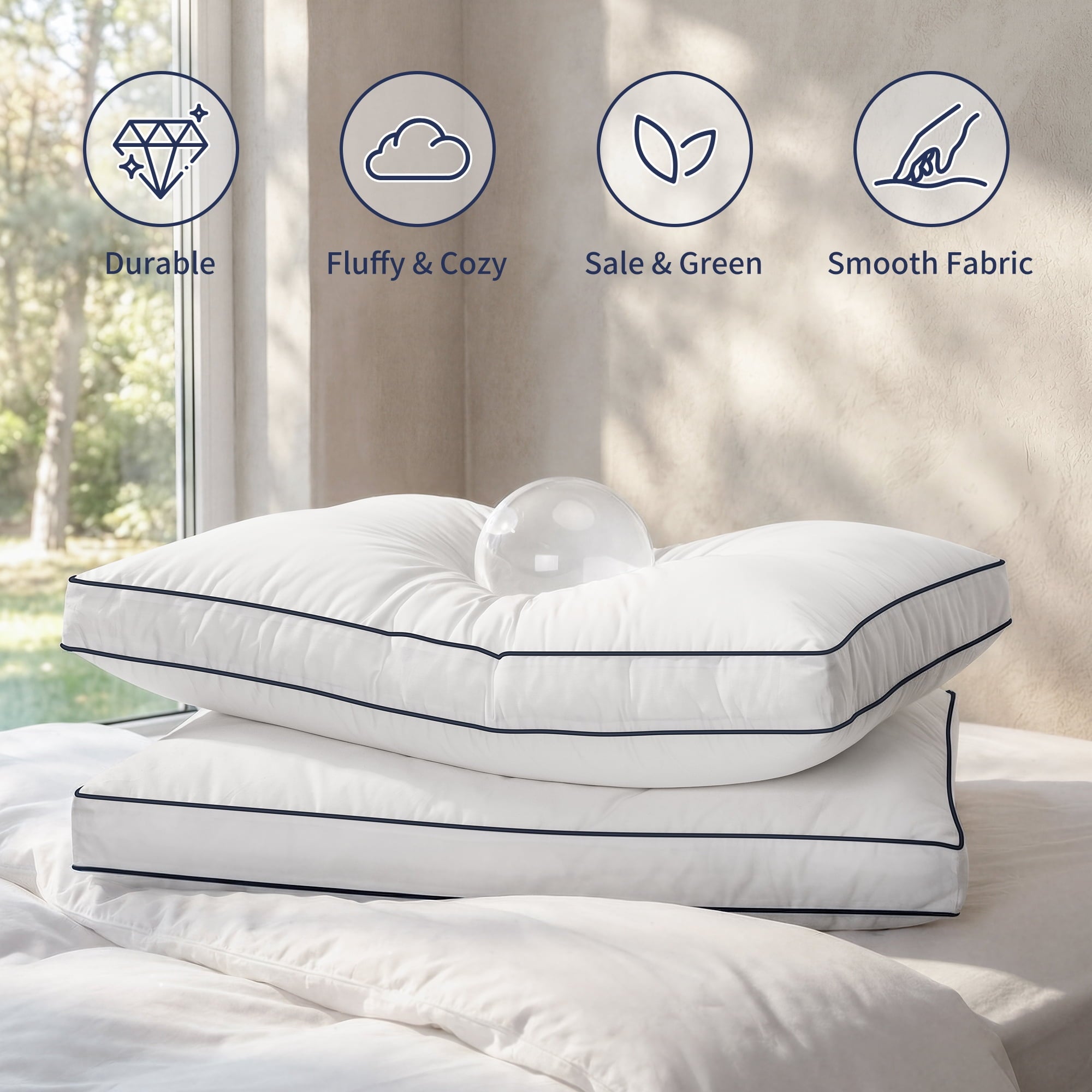 for Queen Size 2 Pack, Duck Feather and Shredded Memory Foam Soft Luxury Hotel Collection - Image 3