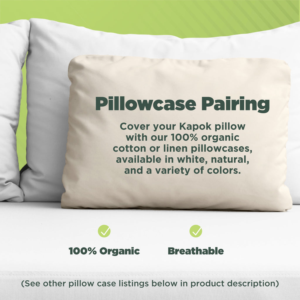 Kapok 20x26" Standard Bed Pillow – Organic Cotton Fabric Soft Sleeping Pillow - Made in USA - Image 6
