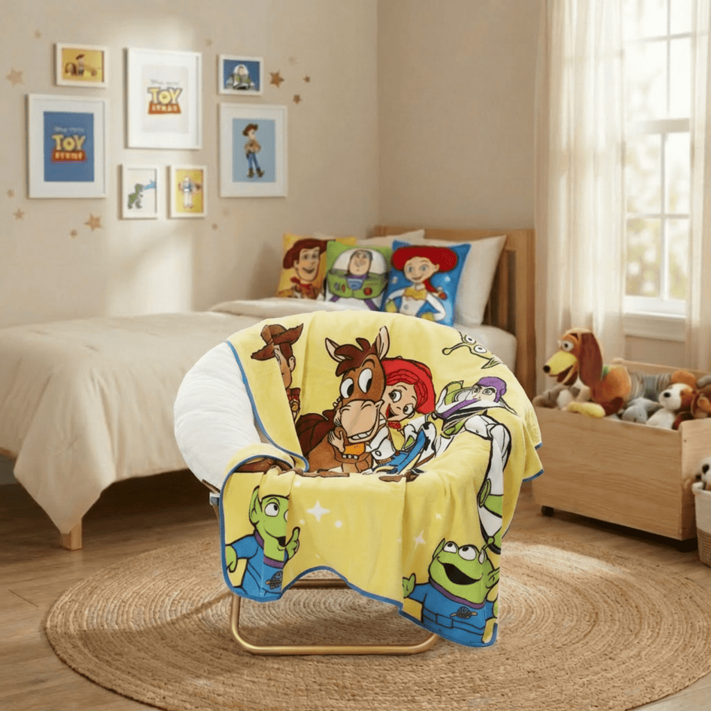 Toy Story Space Kids Throw Blanket, Soft Coral Fleece, Yellow, 46" x 60" - Image 2