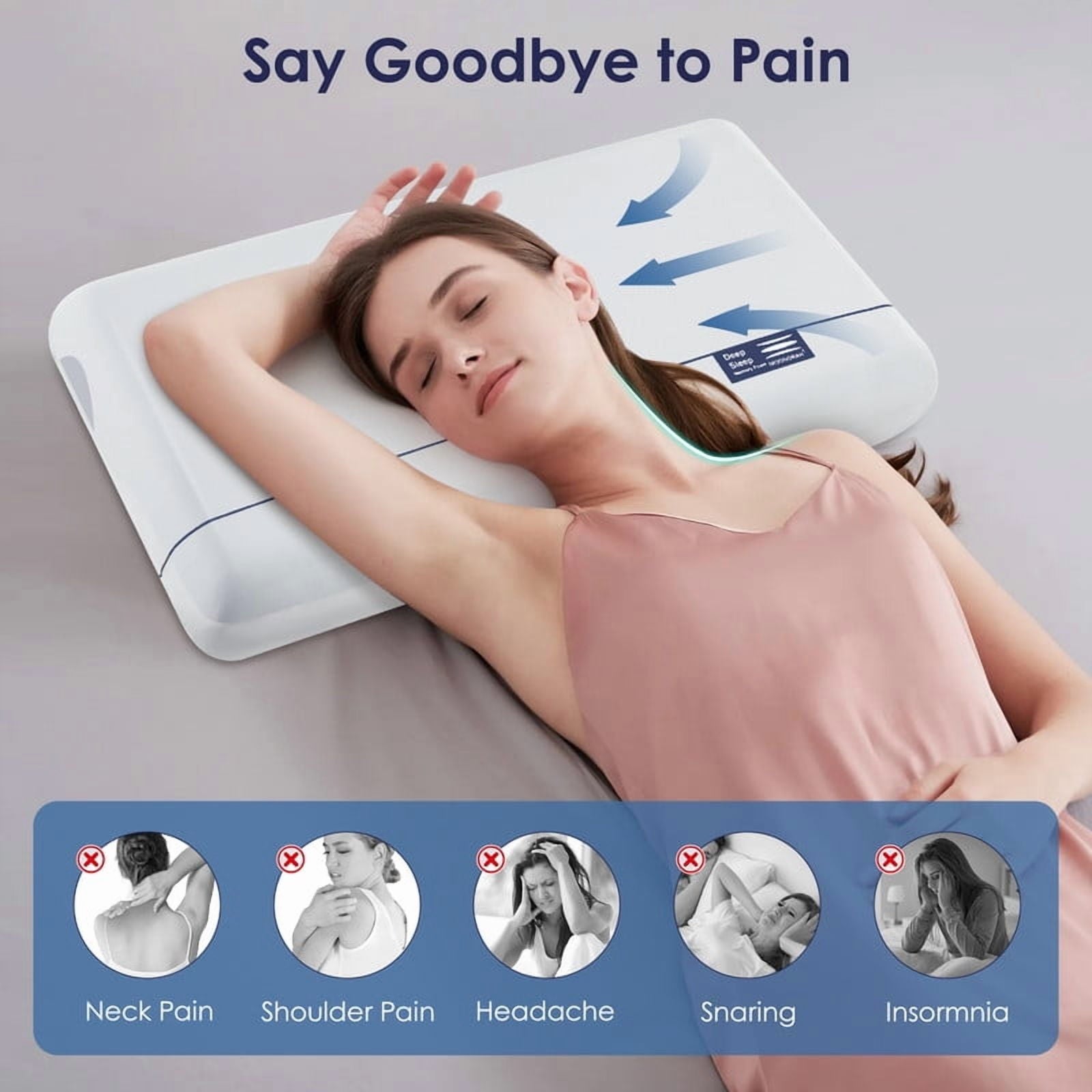 MOONORAH Cooling Memory Foam Bed Pillow for Neck Pain Relief, Two-Sided Cooling Pillow for Back, Stomach and Side Sleepers, Two Firmness, Ho - Image 4