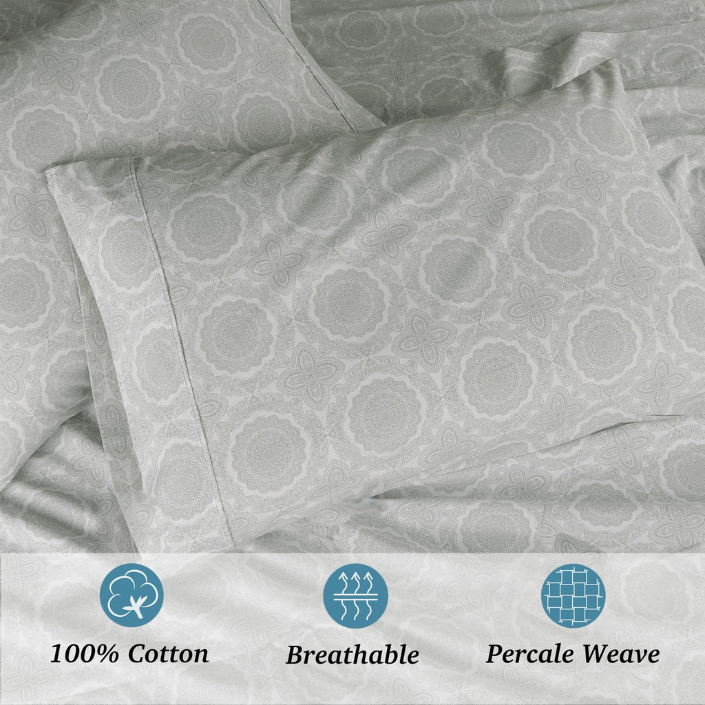 100% Cotton Queen Sheets Set, 4 Piece Bed Sheets Set with HeiQ Fresh, Percale Weave, Hotel Luxury, Ultra Soft Sheets ... - Image 4