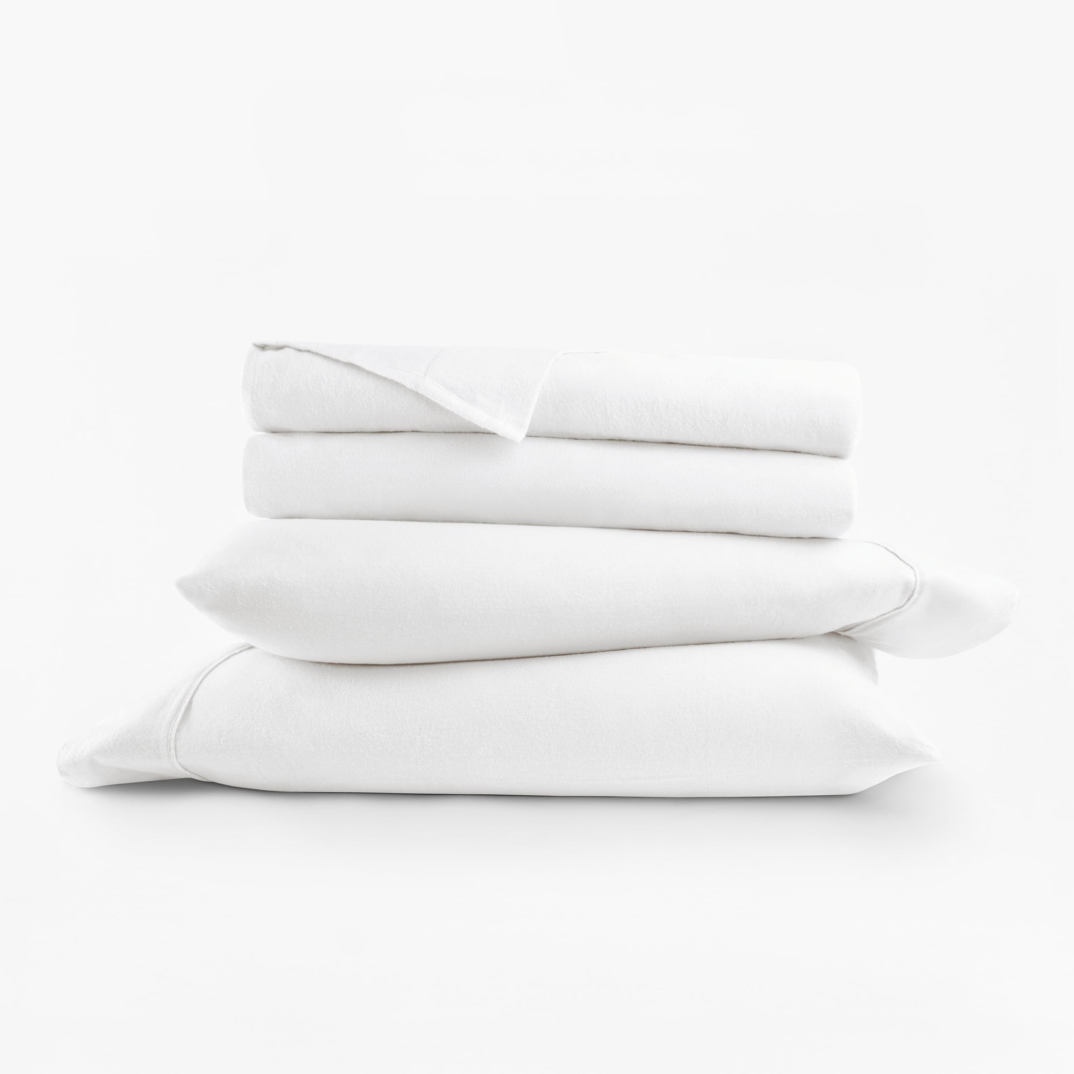 100% Cotton Flannel Bed Sheets Set for Full Size Bedding in White - Image 2