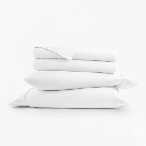 100% Cotton Flannel Bed Sheets Set for Full Size Bedding in White - Image 2