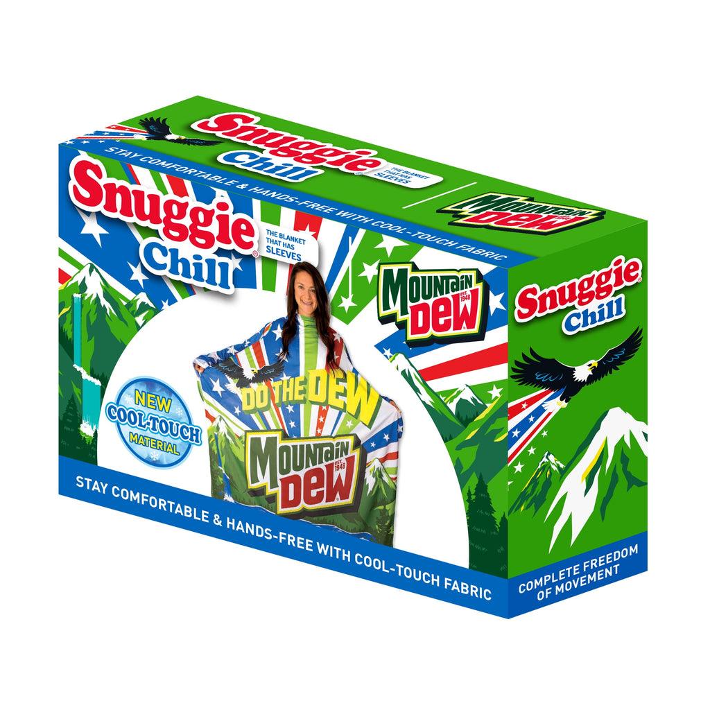 Snuggie Chill Wearable Blanket with Sleeves in Cool Touch Fabric, Mountain Dew Red White & Dew Americana - Image 5
