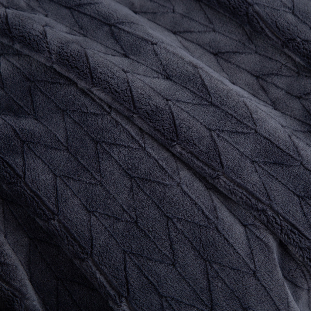 Textured Velvet Plush Soft Fleece Throw Blanket, Oversized, Greystone - Image 4