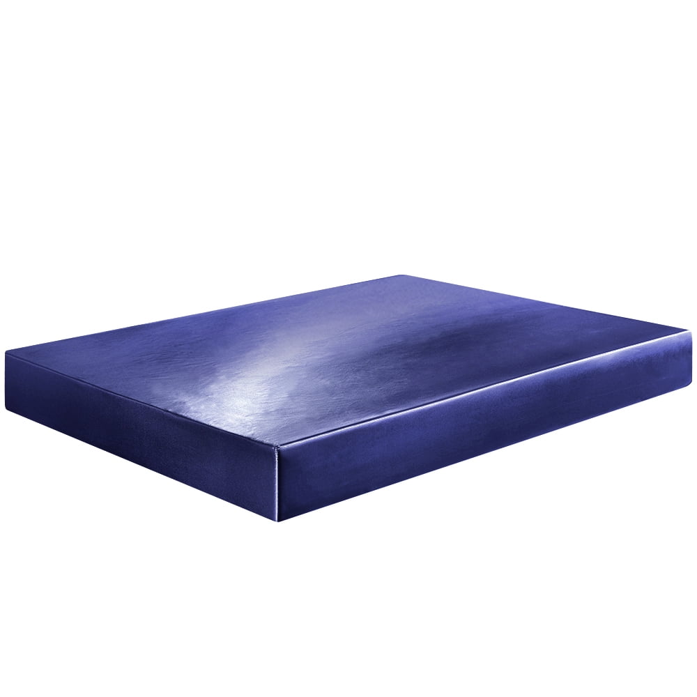 ANMINY Fitted Sheet Deep Pocket Bed Sheet Satin Silk Sheets Ultra Soft Machine Washable Twin, Navy Blue - Image 2