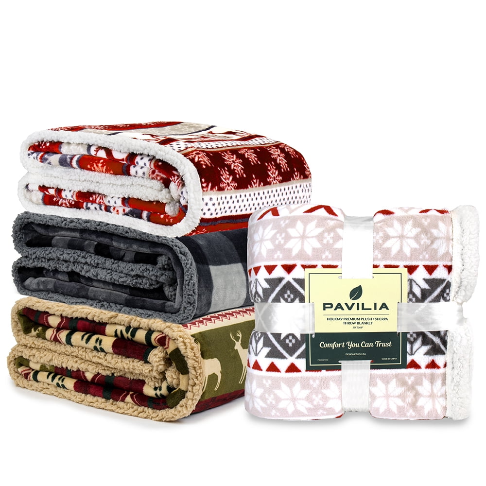 Premium Plush Sherpa Throw Christmas Blanket | Soft, Warm, Cozy, Reversible Microfiber Winter Cabin Throw | Plaid Hol... - Image 6