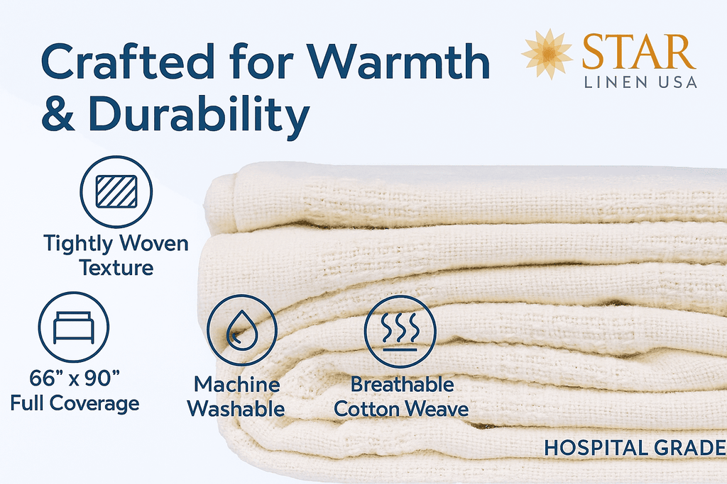 Hospital Thermal Blanket Throw Snag Free | 100% Cotton | Twin 66"x90" | White (1) - Image 3