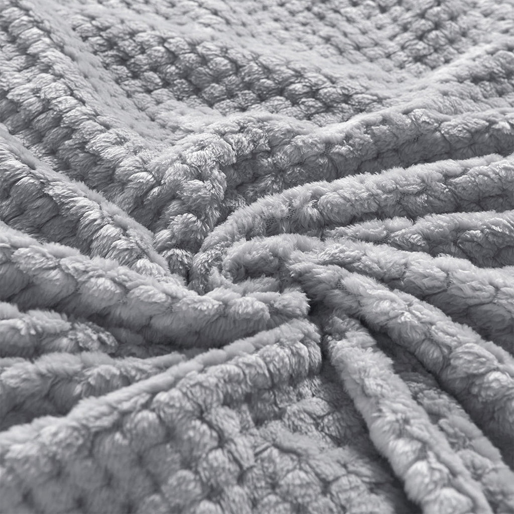Waffle Textured Extra Large Fleece Blanket, Super Soft and Warm Throw Blanket for Couch, Sofa and Bed (Light Grey, 50... - Image 6