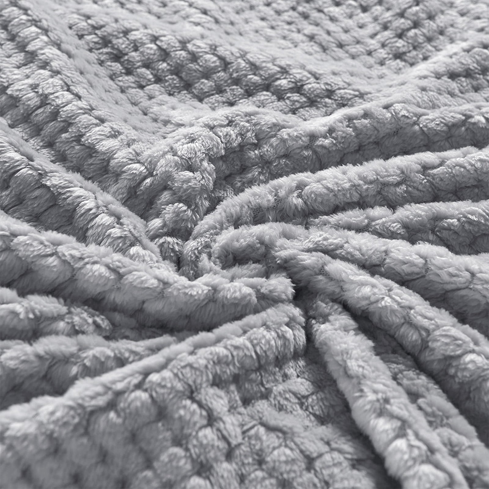Waffle Textured Extra Large Fleece Blanket, Super Soft and Warm Throw Blanket for Couch, Sofa and Bed (Light Grey, 50... - Image 6