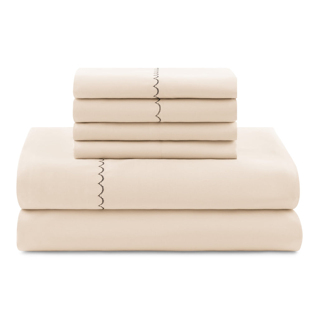 Soft Touch Bed in a Bag 11-Piece Reversible Tan & Black Striped Comforter Set with Sheets, Queen - Image 6