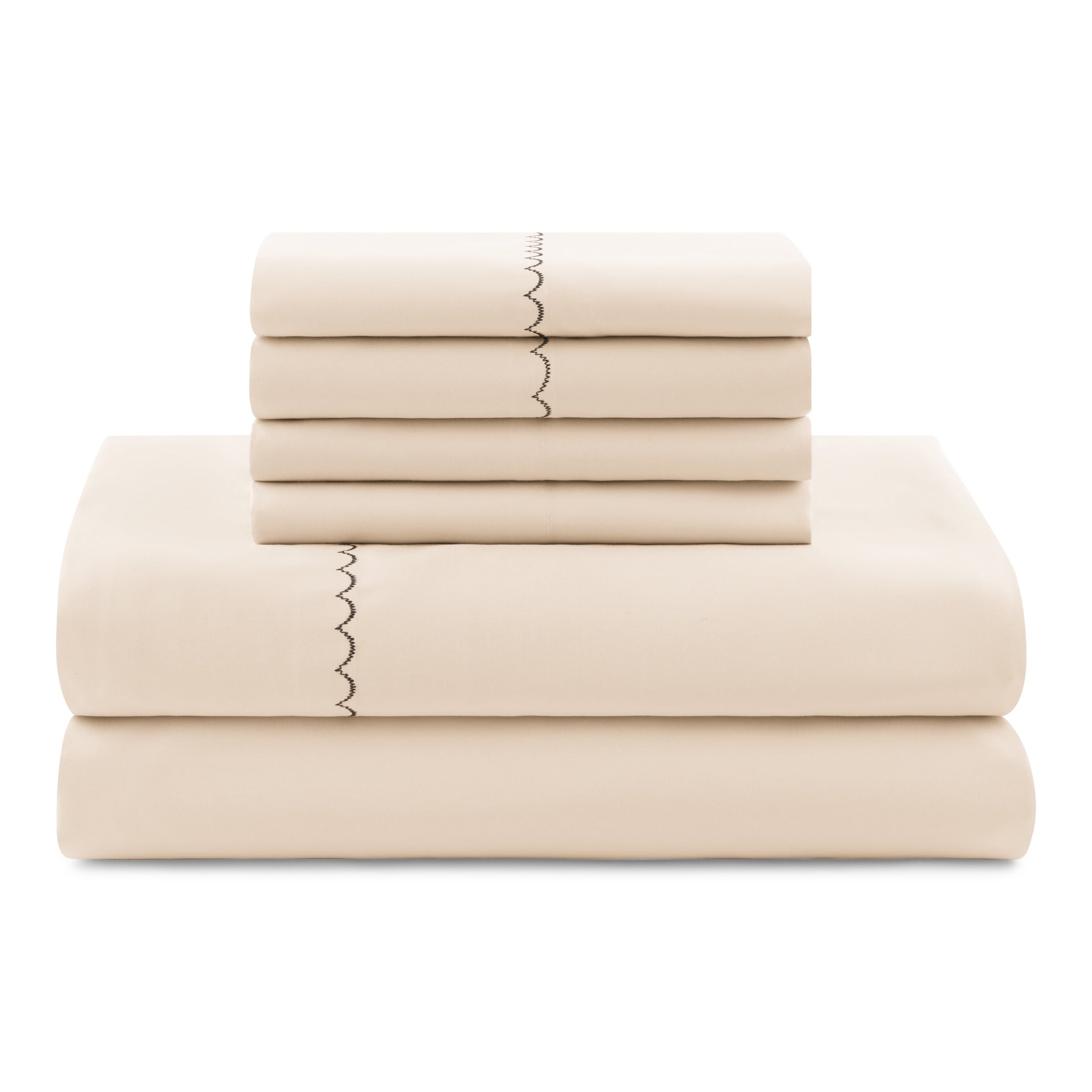 Soft Touch Bed in a Bag 11-Piece Reversible Tan & Black Striped Comforter Set with Sheets, Queen - Image 6