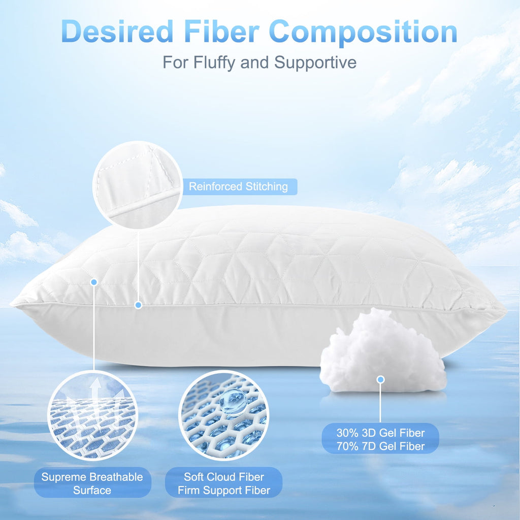 Bed Pillows for Sleeping 2 pack, King Size Cooling Pillows Hotel Quality with Premium Soft Down Alternative Fill for ... - Image 2