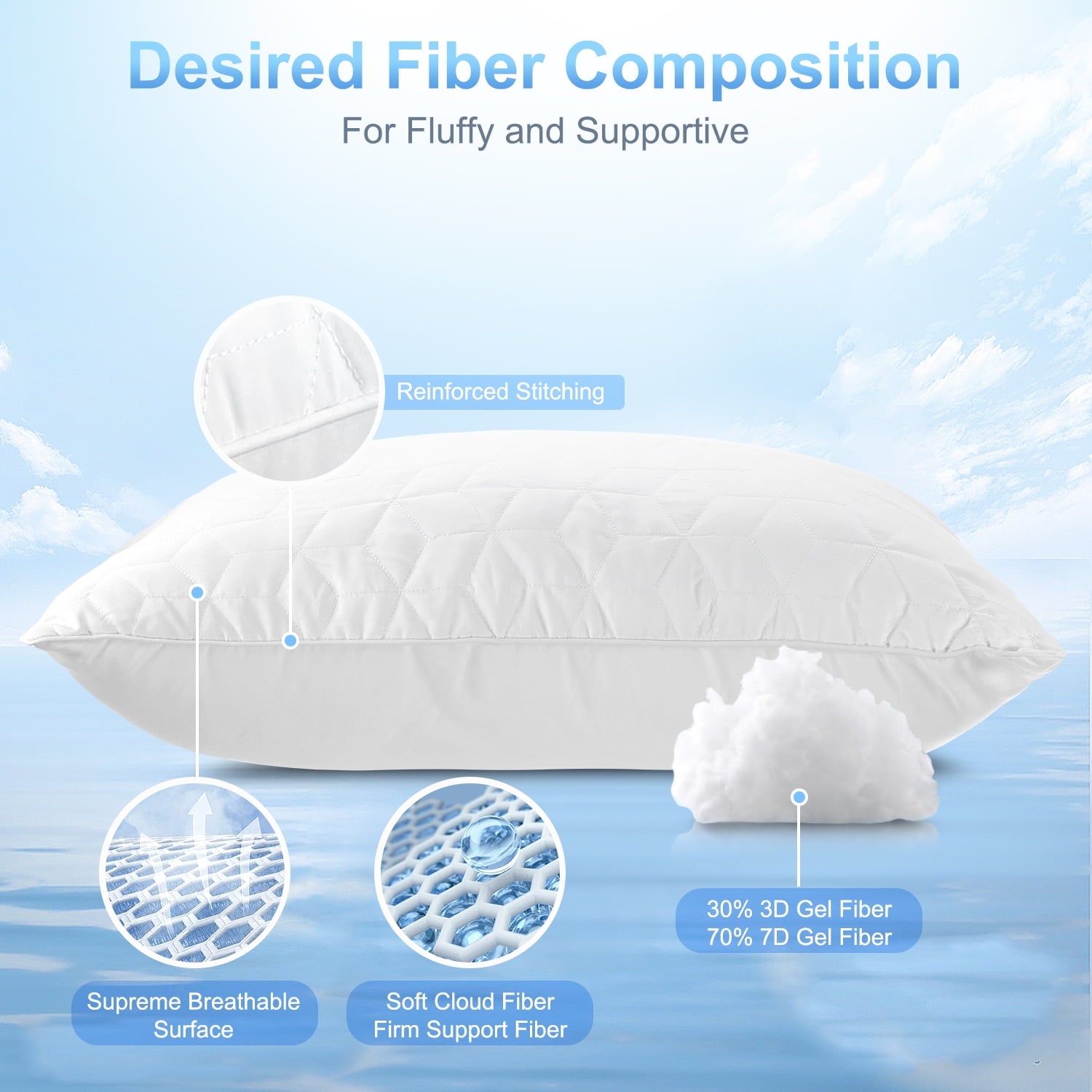 Bed Pillows for Sleeping 2 pack, King Size Cooling Pillows Hotel Quality with Premium Soft Down Alternative Fill for ... - Image 2