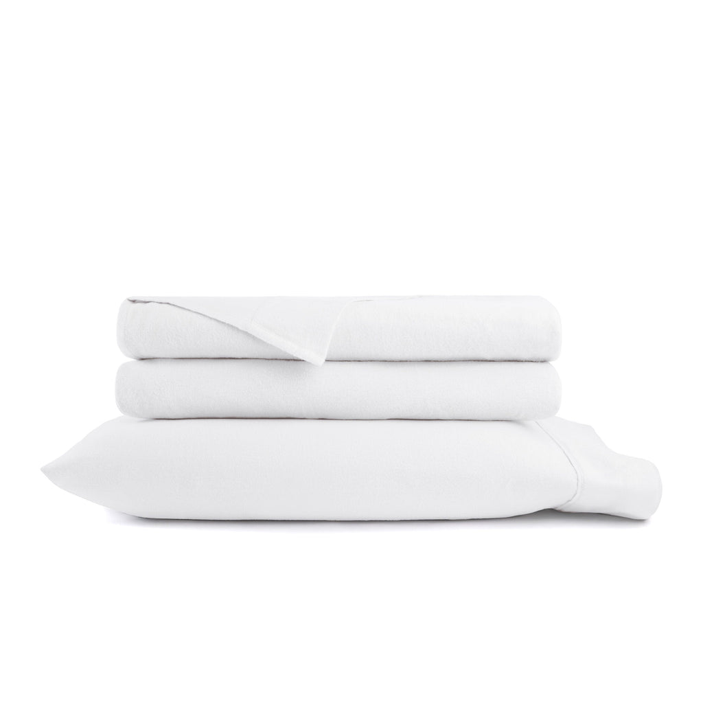 100% Cotton Flannel Bed Sheets Set for Full Size Bedding in White - Image 4