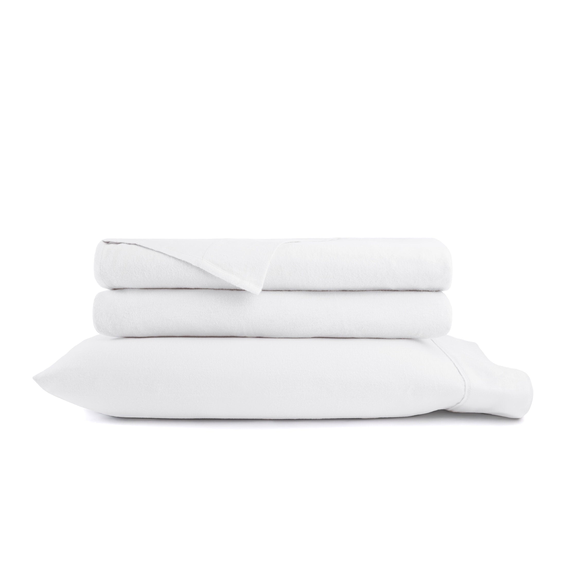 100% Cotton Flannel Bed Sheets Set for Full Size Bedding in White - Image 4