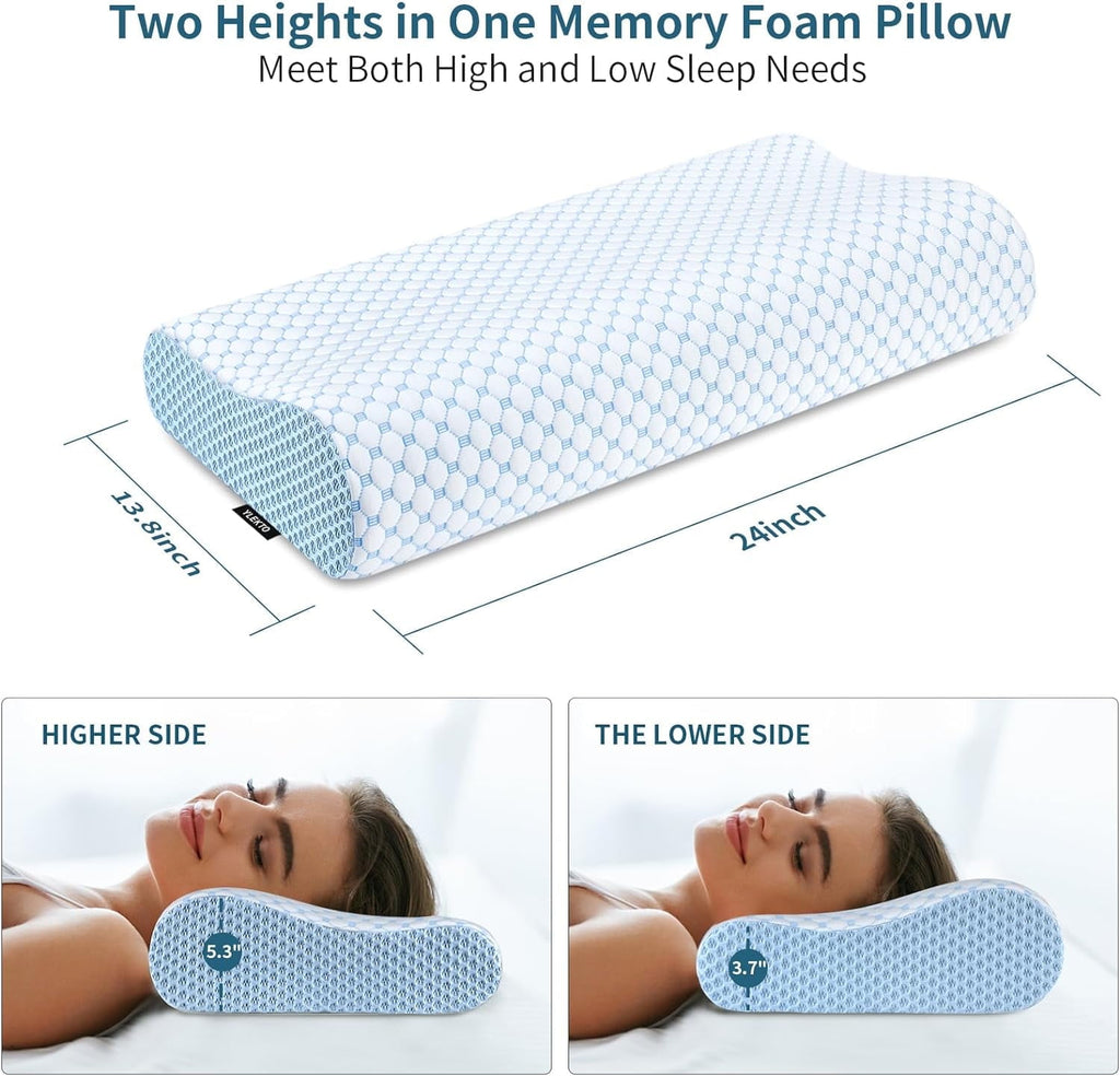 for Neck Pain Relief, Contour Memory Foam s for Sleeping, Odorless Ergonomic Adjustable Orthopedic Cooling Bed Neck S... - Image 3