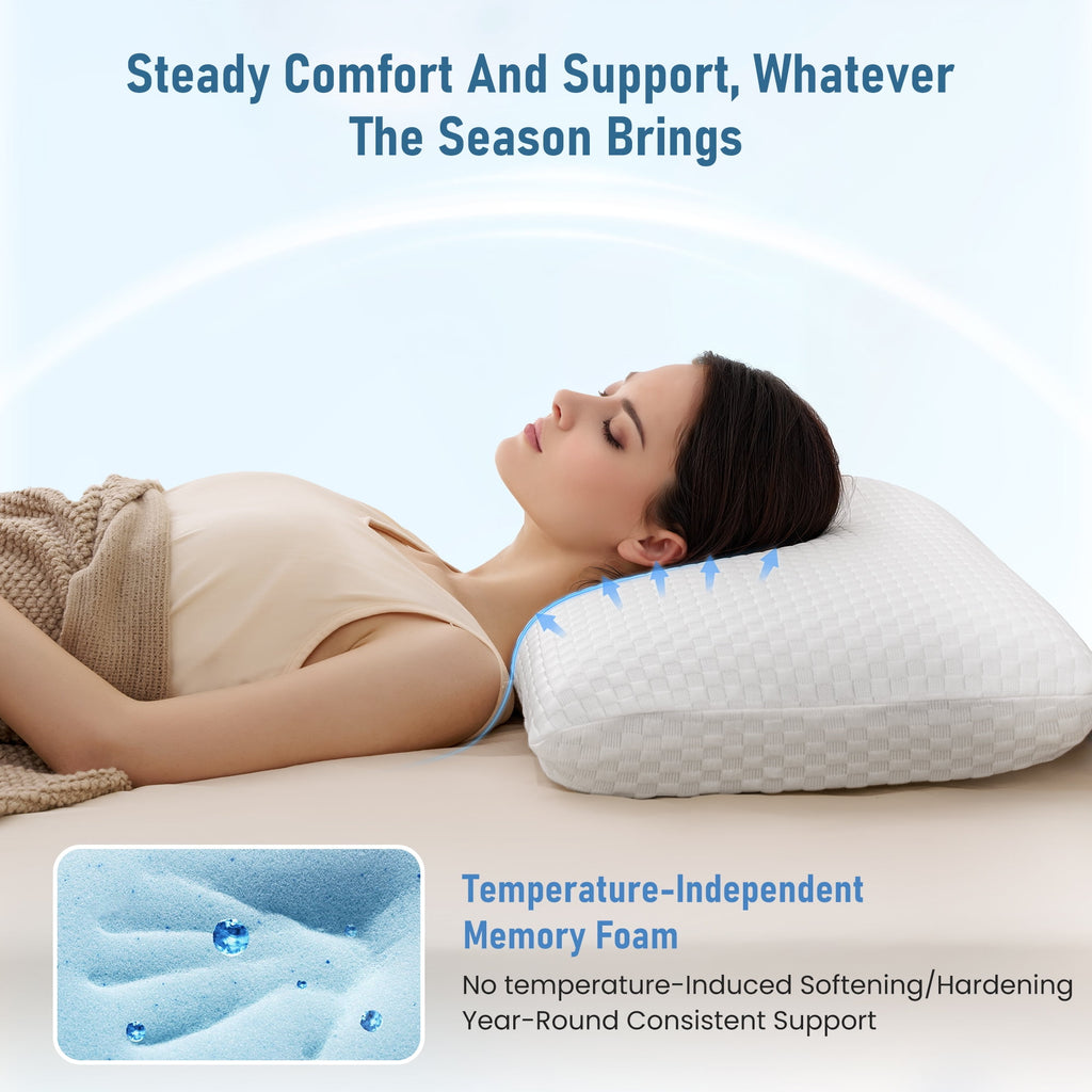 Memory Foam Pillow for Bed, Cooling Pillow with Extra Height Pad, Supportive Bed Pillow for Side, Back & Hot Sleepers... - Image 4