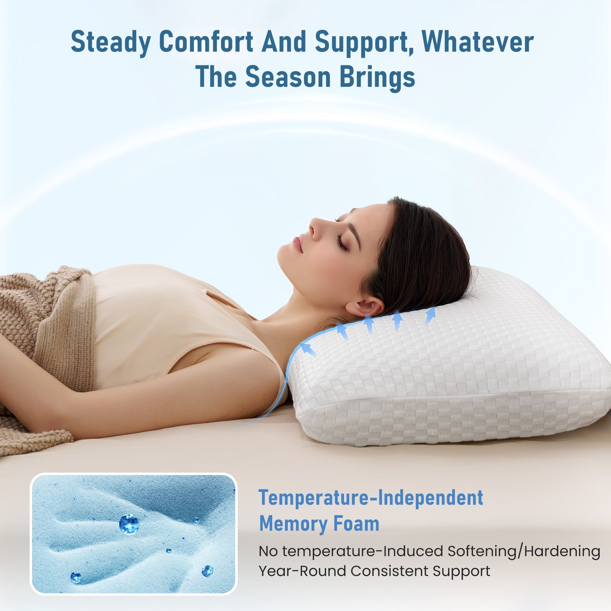 Memory Foam Pillow for Bed, Cooling Pillow with Extra Height Pad, Supportive Bed Pillow for Side, Back & Hot Sleepers... - Image 4