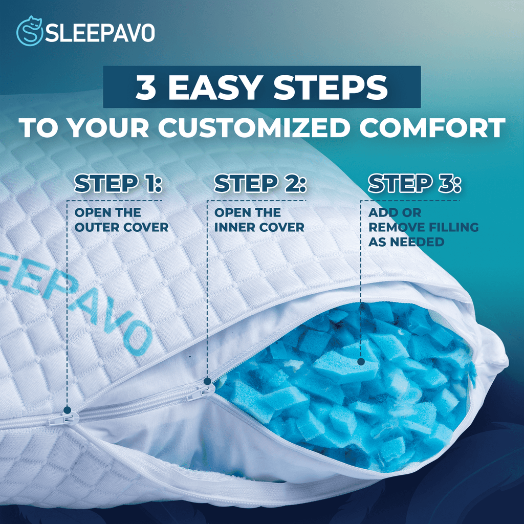 Adjustable Shredded Memory Foam Pillows Queen Size Set of 2 - Extra Soft Cooling Bamboo Bed Pillows for Sleeping - Ba... - Image 2