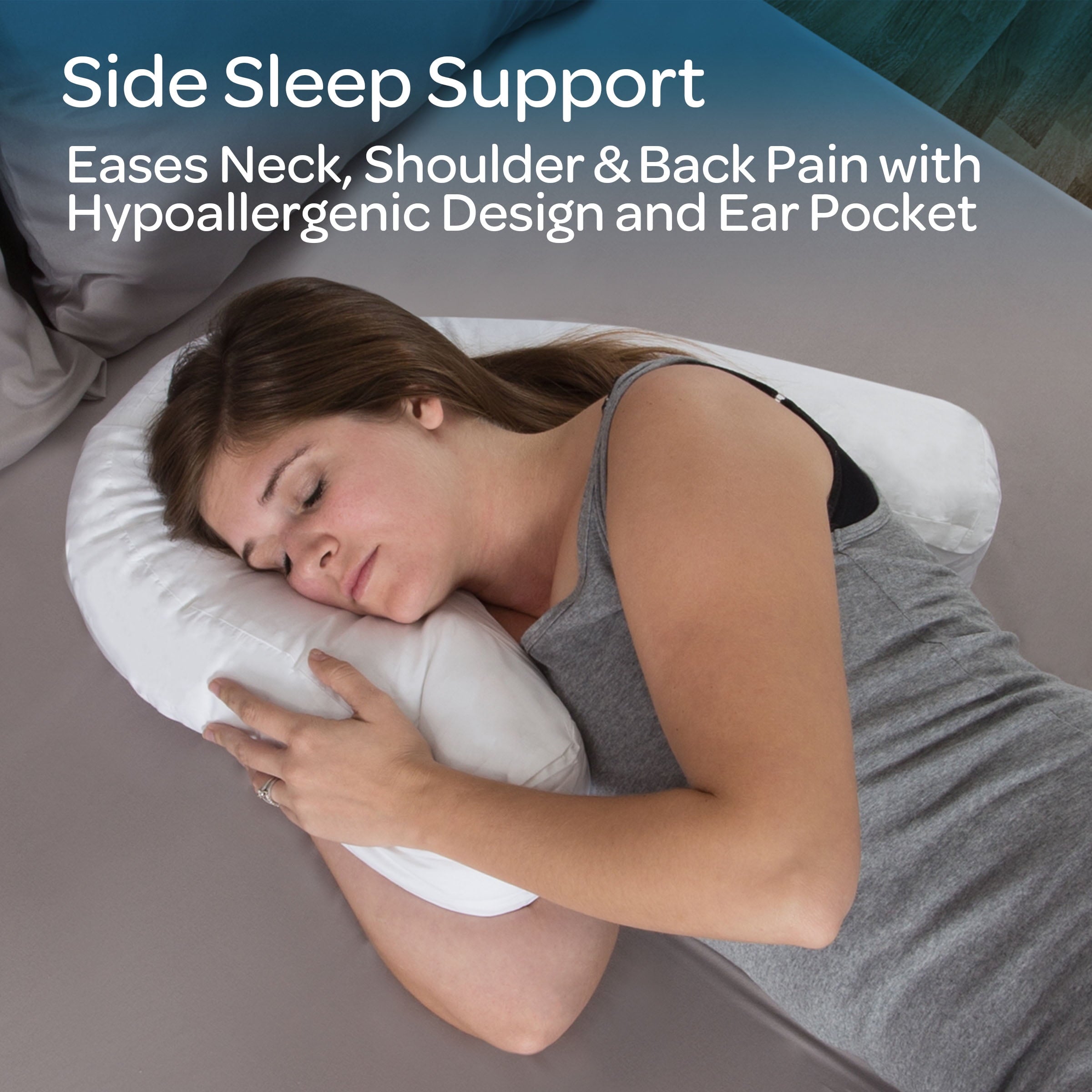 Bluestone Contour Side Sleeper Pillow with Ear Pocket for Pain Relief - Image 4