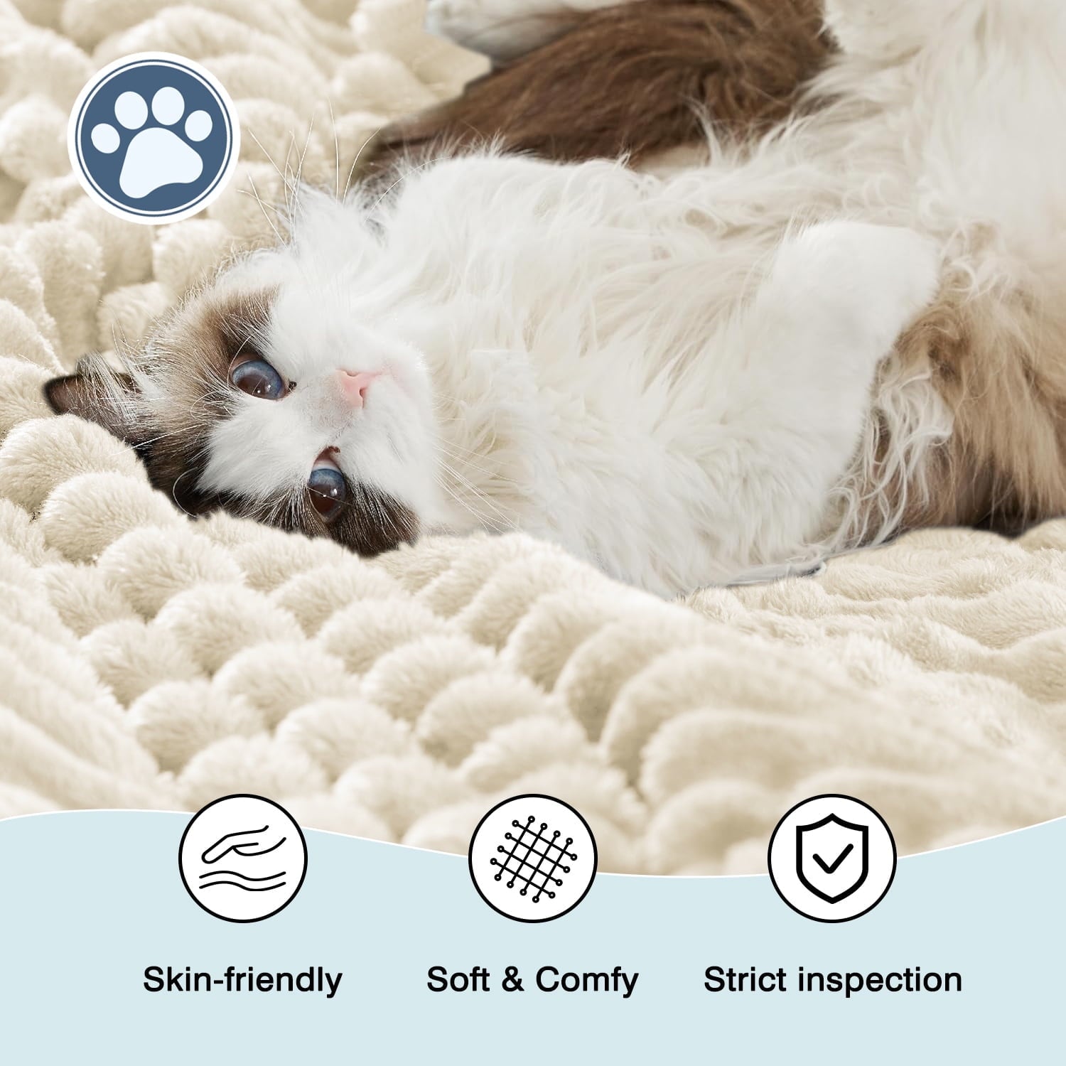 Throw Size Blanket for Couch, Sofa, Bed, Striped Beige Throw Blanket for Office Picnic Travel Bedroom, Super Soft War... - Image 3
