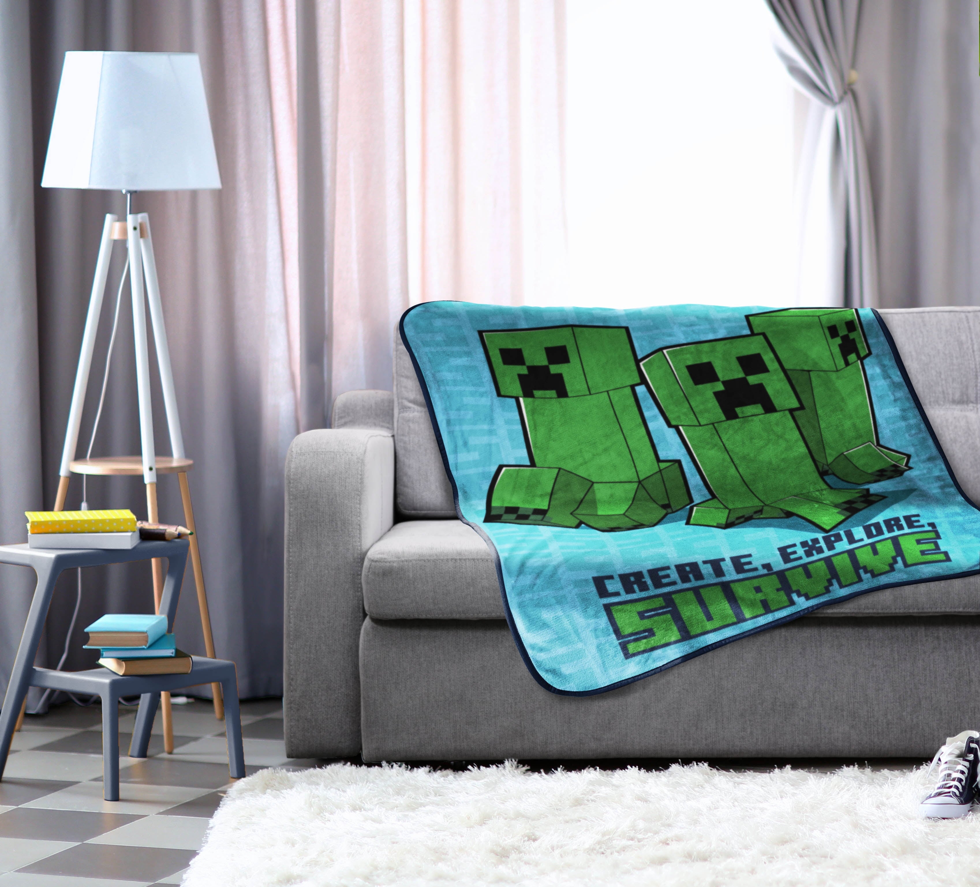 Kids Silk Touch Throw Blanket, 46 x 60, Microfiber, Blue, Mojang - Image 4