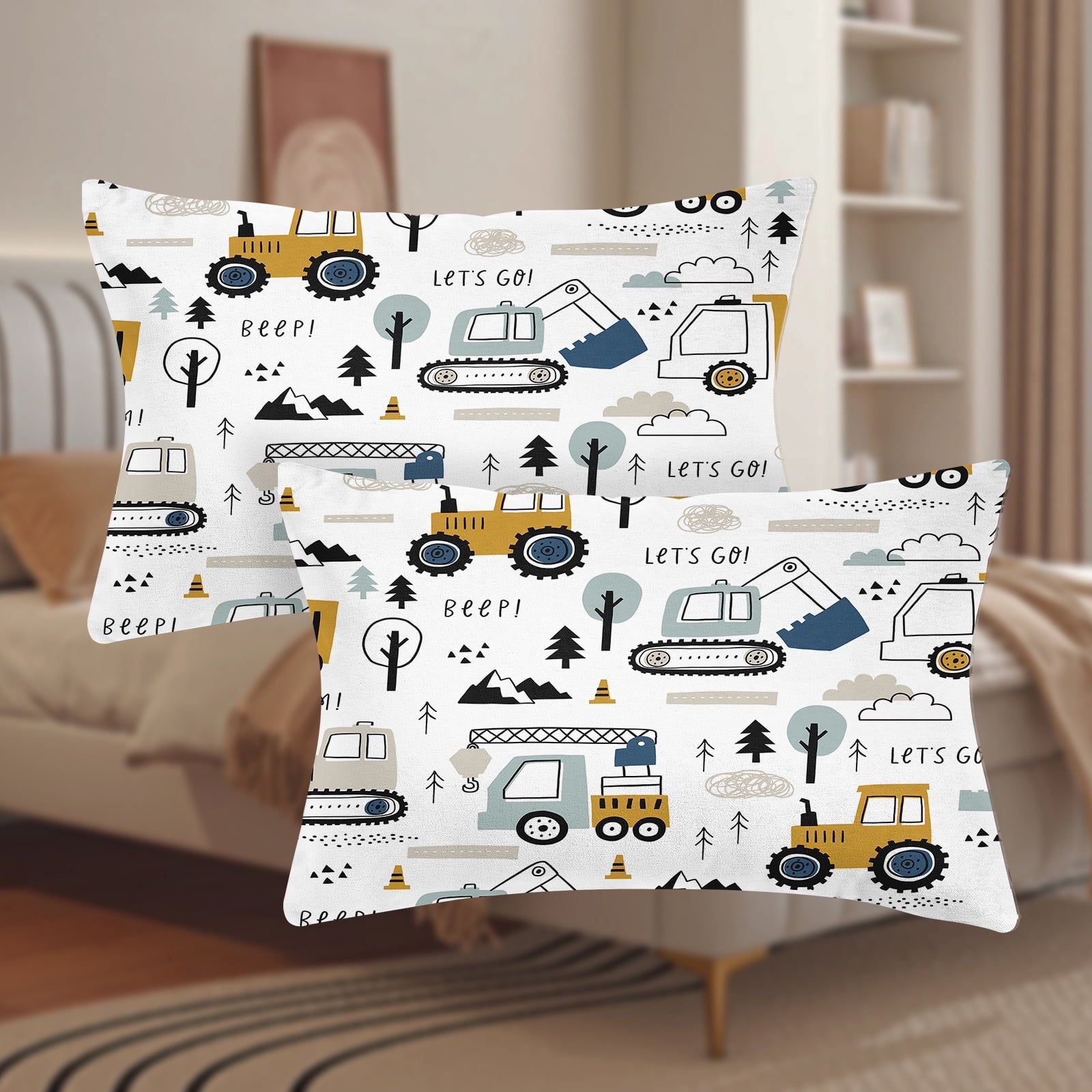 WASFDN Cartoon Excavator Sheet Set for Kids Boys Truck Construction Bedding Set Engineering Vehicle Bed Sheet Sets with 1 Fitted Sheet and 2 - Image 6