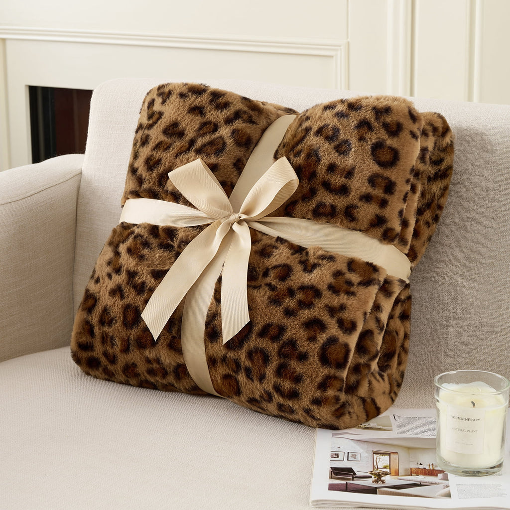 Leopard Print Throw Blanket Soft Cozy Fluffy Plush Cheetah Print Blanket for Home Decor,50"x60",Brown - Image 2
