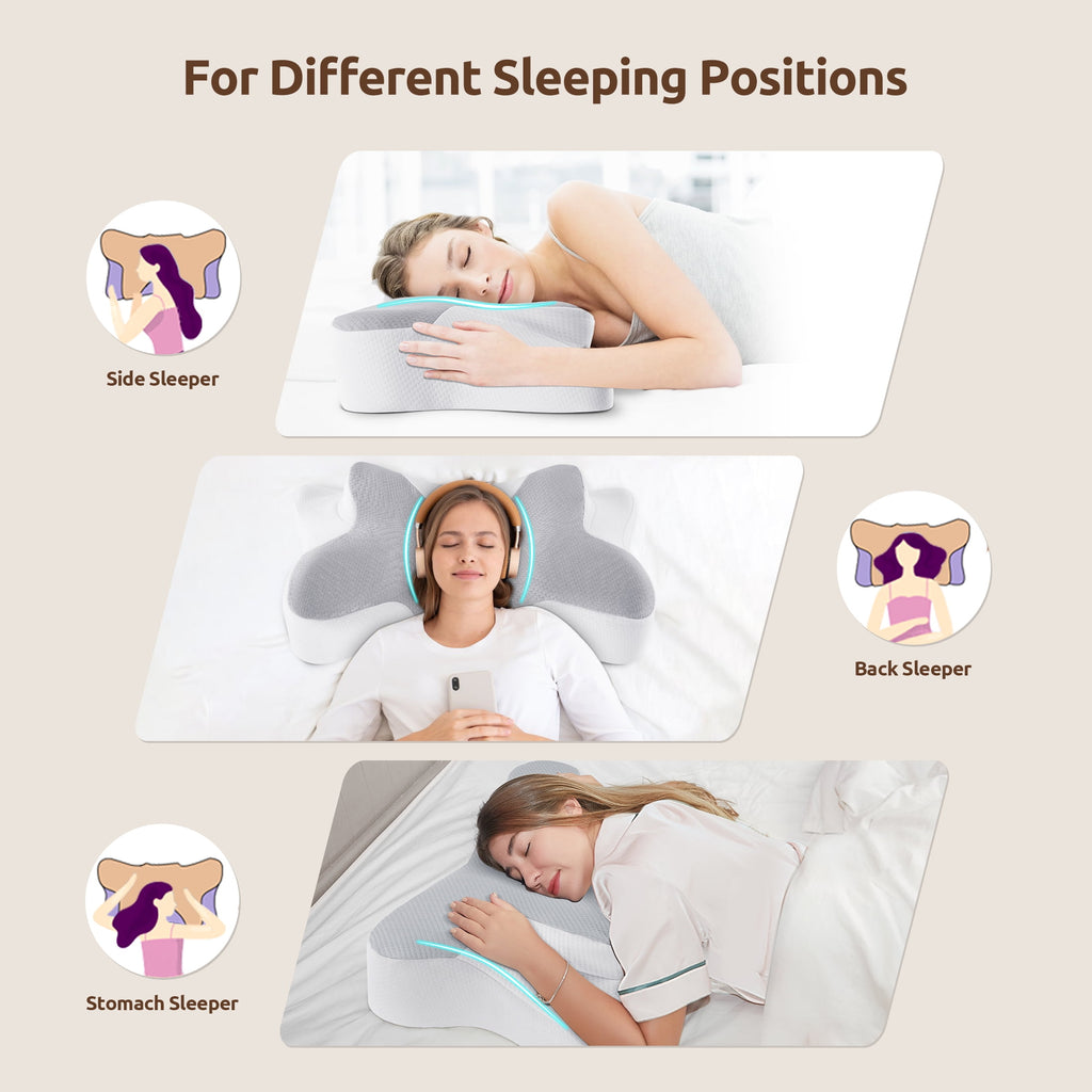 Memory Foam Pillow for Neck Pain Relief Cervical Sleepers Standard/Queen Gray - Image 6