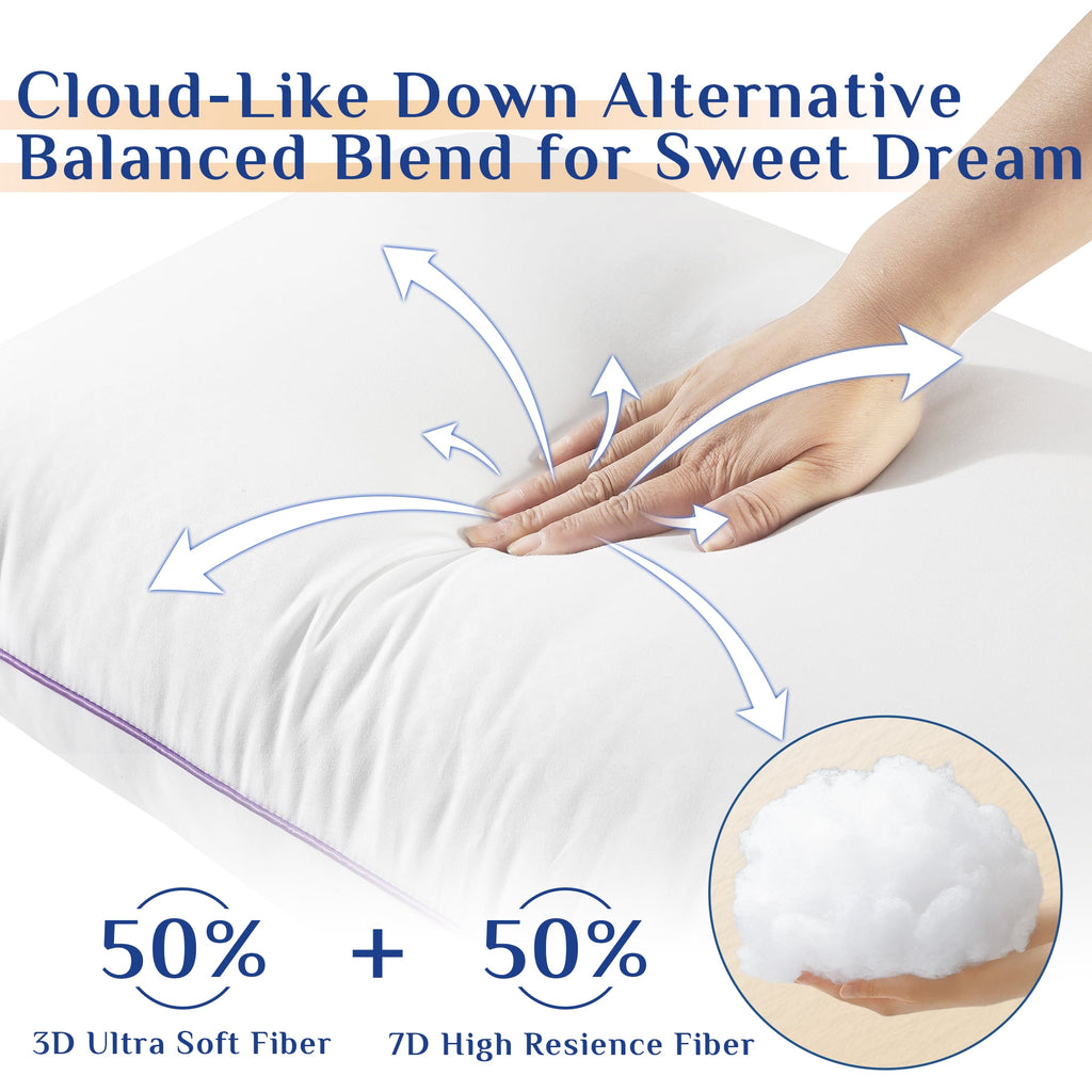 Sasttie Pillows Standard Size Set of 2, Hotel Down Alternative Sleeping Bed Pillows for Side Back Stomach Sleepers - Image 6