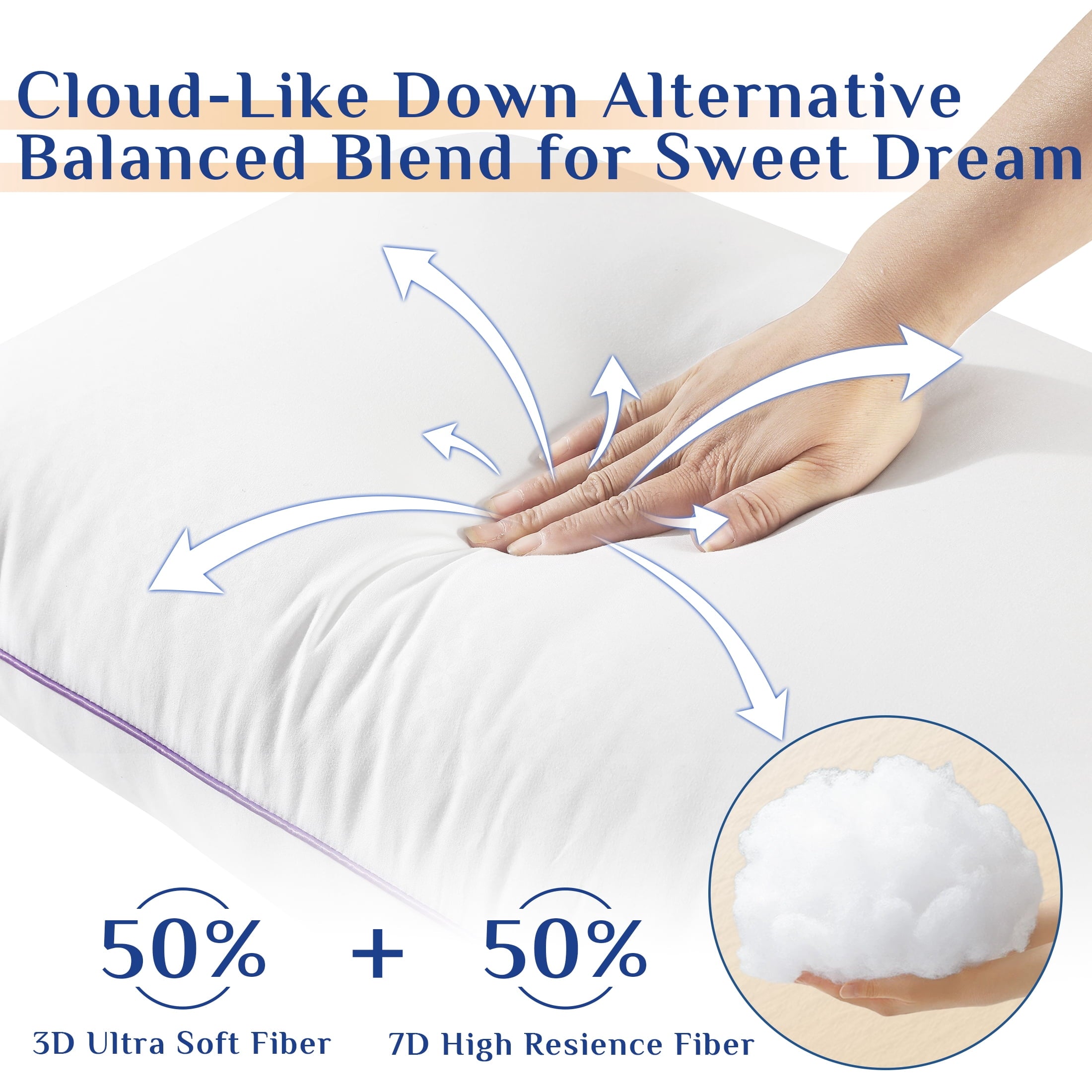 Sasttie Pillows Standard Size Set of 2, Hotel Down Alternative Sleeping Bed Pillows for Side Back Stomach Sleepers - Image 6