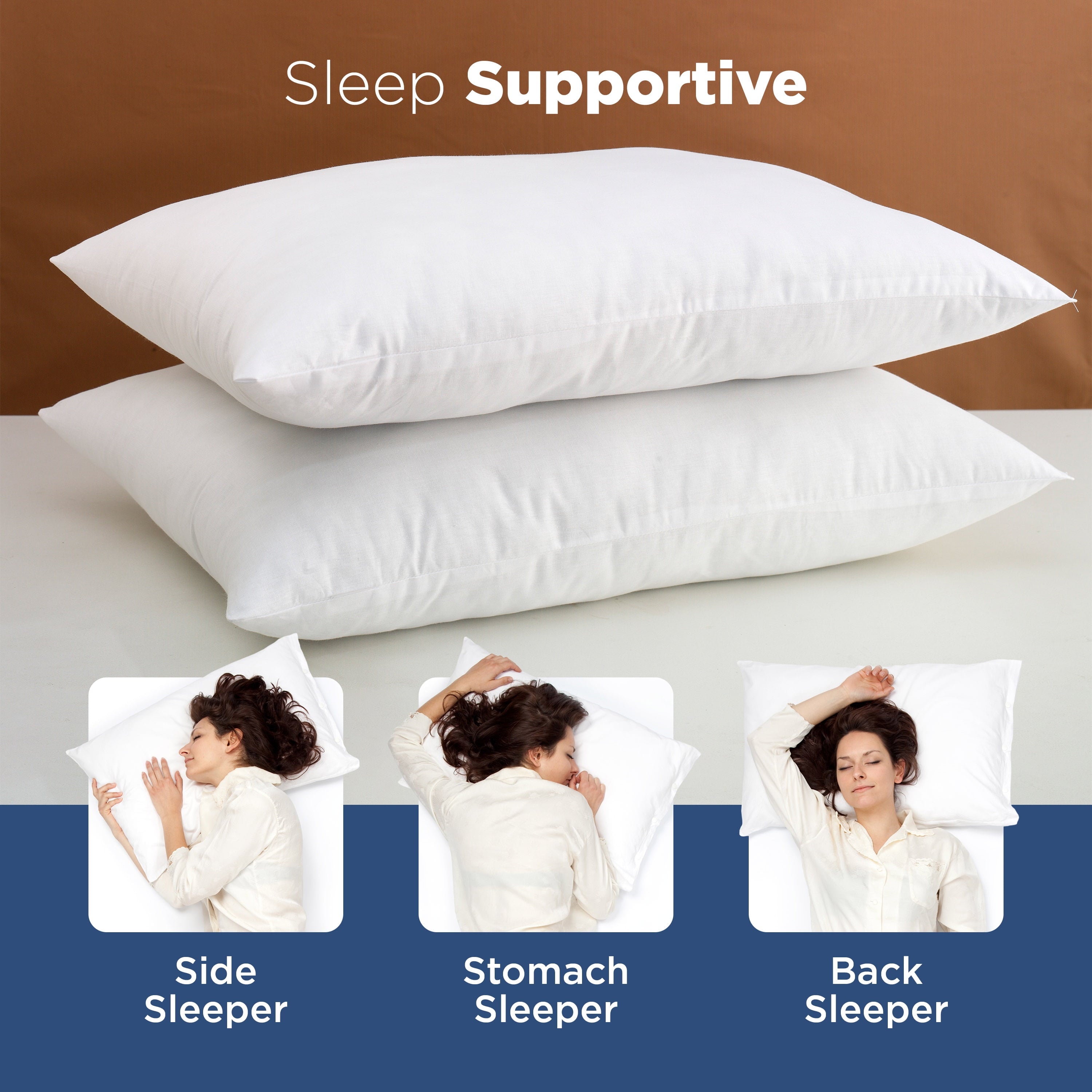 2-Pack Down Alternative White Bed Pillows, Standard - Image 3