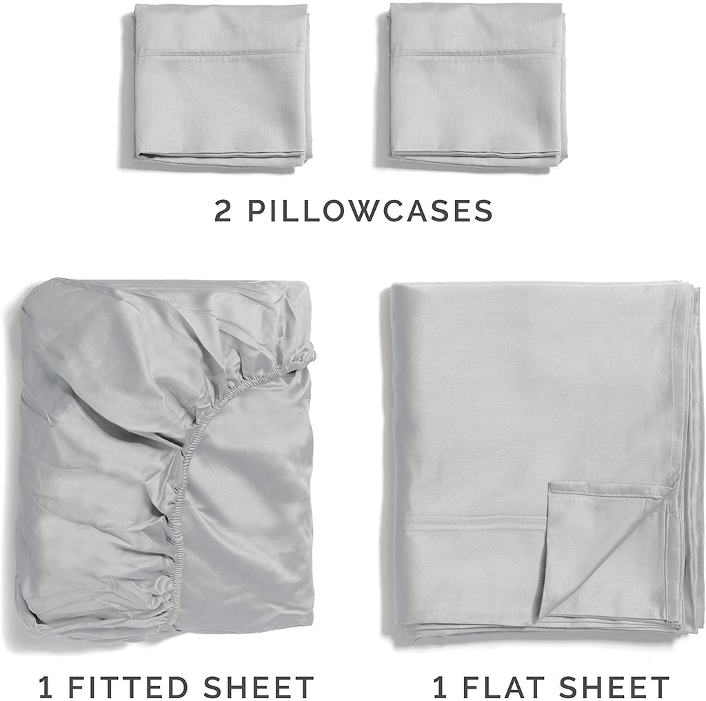 CGK Linens 4-Piece 400 Thread Count Cotton Sheet Set - King Size 100% Cotton Sateen Bed Sheets Fits 18"-24" Mattresse... - Image 3