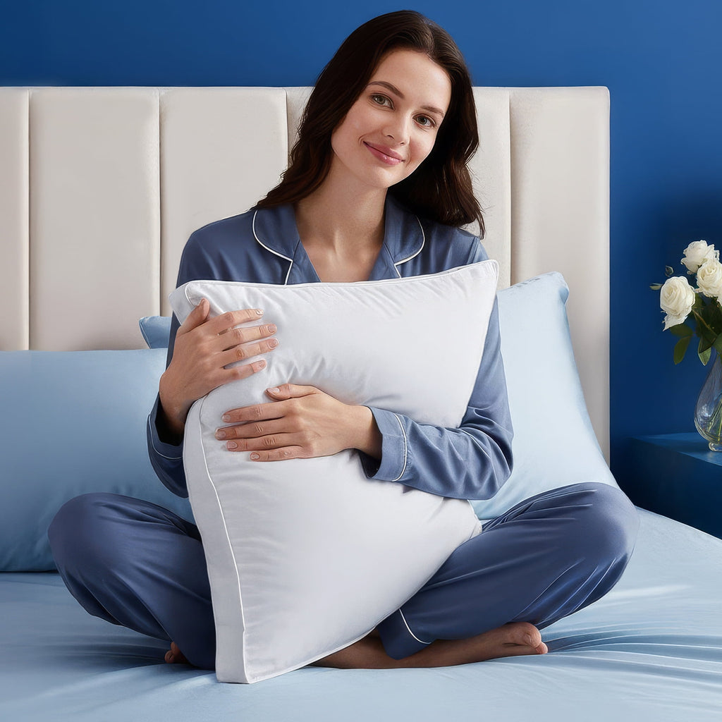 Queen Bed Pillow, 26"L x 18" W, Set of 2, Soft and High-Quality, Gusseted Pillow for All Sleep Positions (White) - Image 3