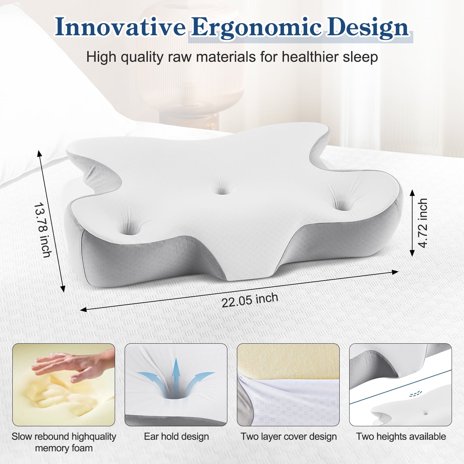 Cervical Pillow for Neck and Shoulder, Ergonomic Side Sleeper Pillow for Neck Support, Contour Memory Foam Pillows fo... - Image 2