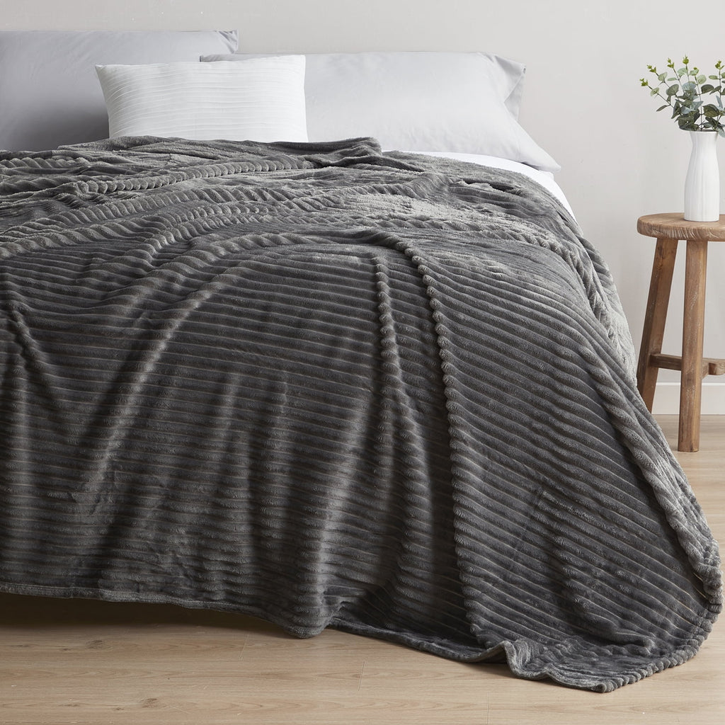 Cut Plush Fleece Blanket, Soft Lightweight Fuzzy Luxury Throw Size Bed Blankets for Bed, Throw, Gray - Image 2