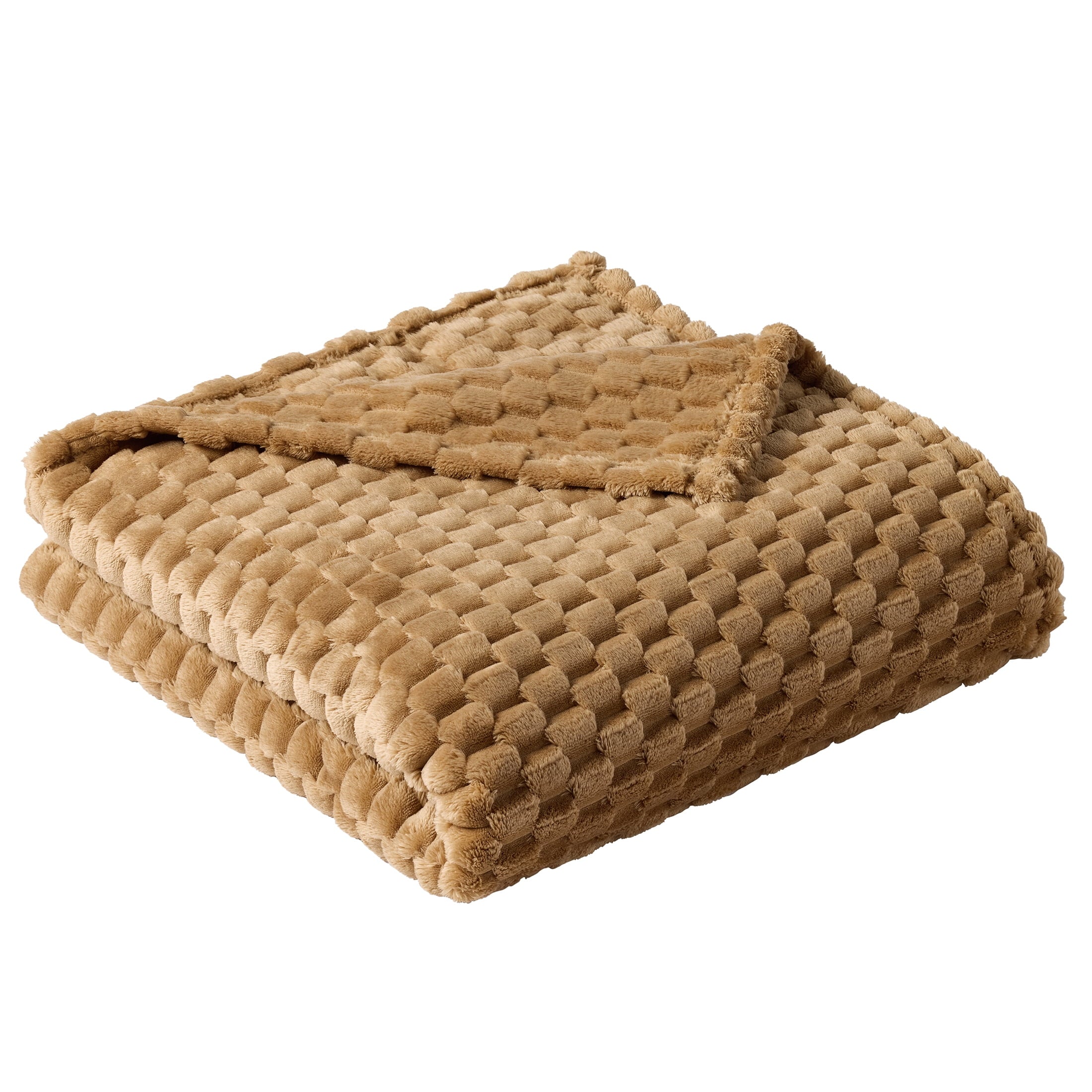 Better Homes & Gardens Textured Velvet Plush Oversized Throw Blanket in Dark Caramel - Image 2