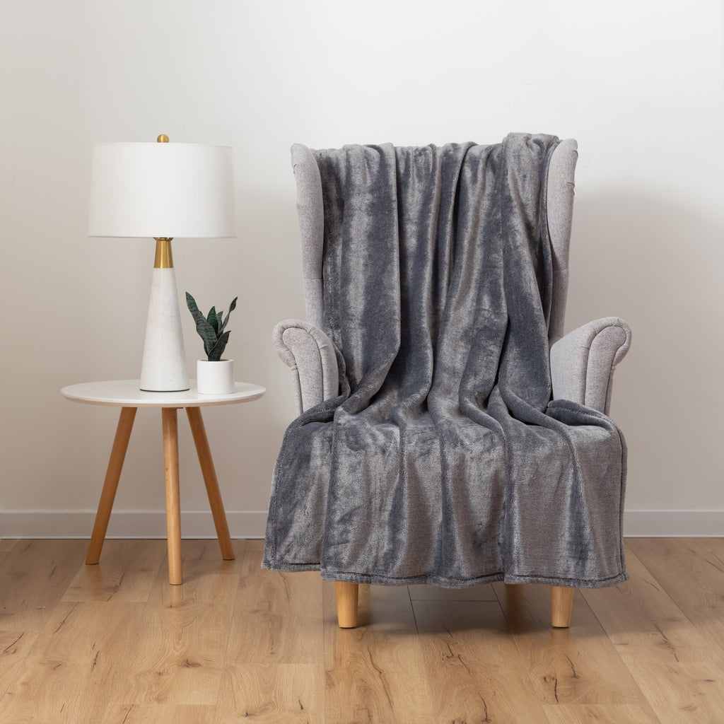Plush Heathered Soft Oversized Throw Blanket, Gray - Image 2