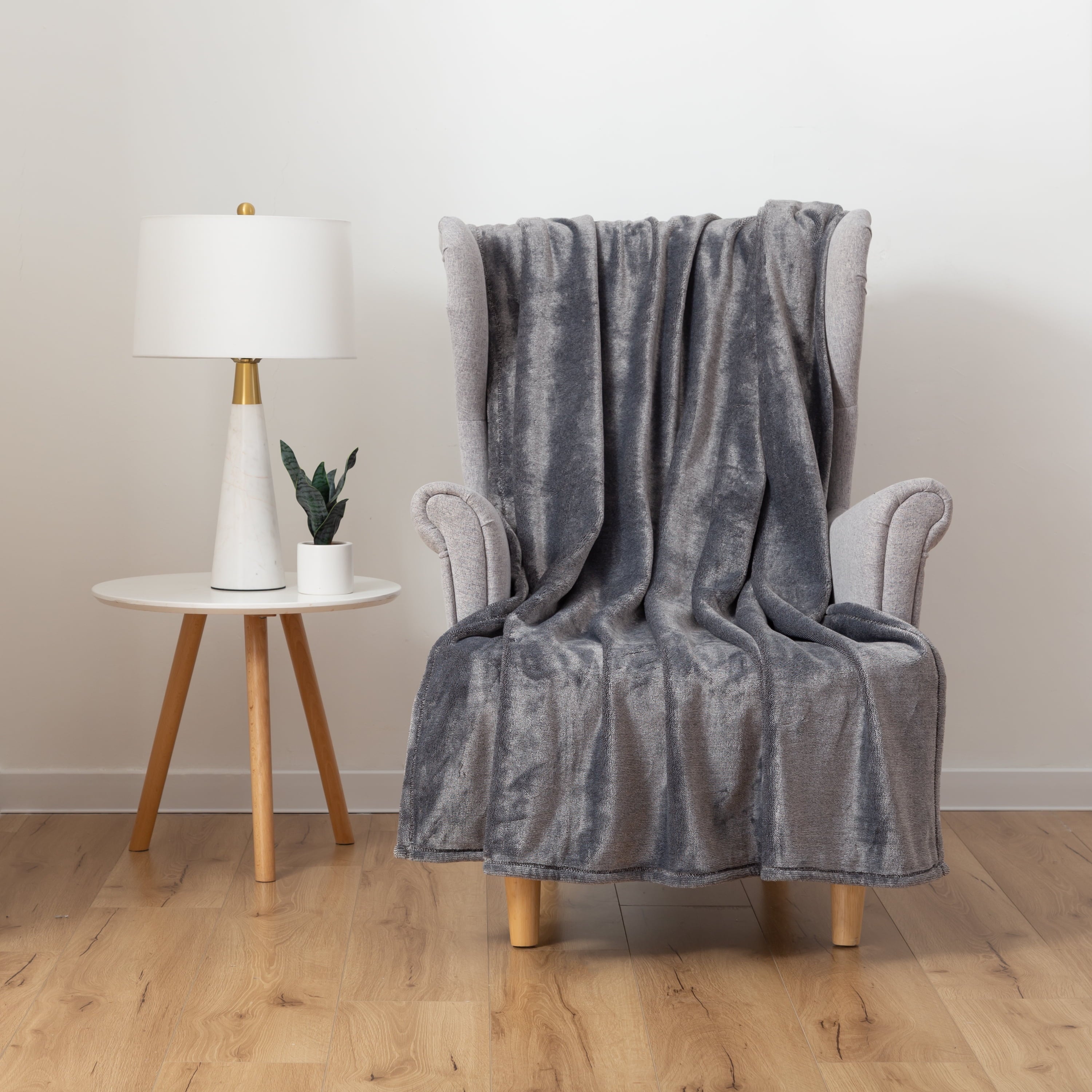 Plush Heathered Soft Oversized Throw Blanket, Gray - Image 2
