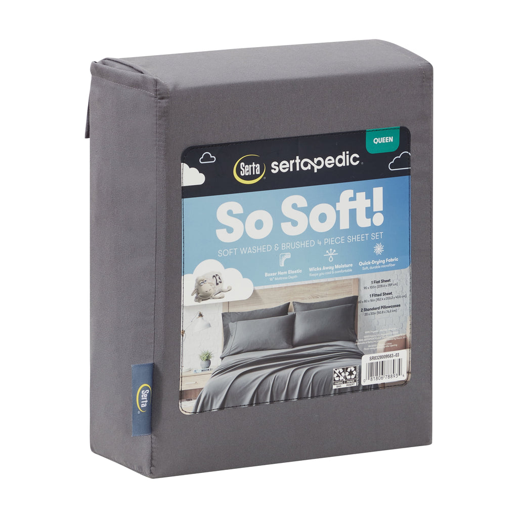 So Soft 3-Piece Dark Gray Sheet Set, Twin - Image 2