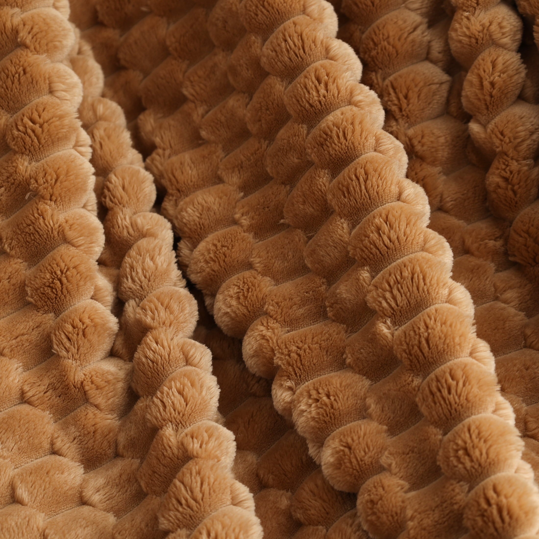 Better Homes & Gardens Textured Velvet Plush Oversized Throw Blanket in Dark Caramel - Image 4
